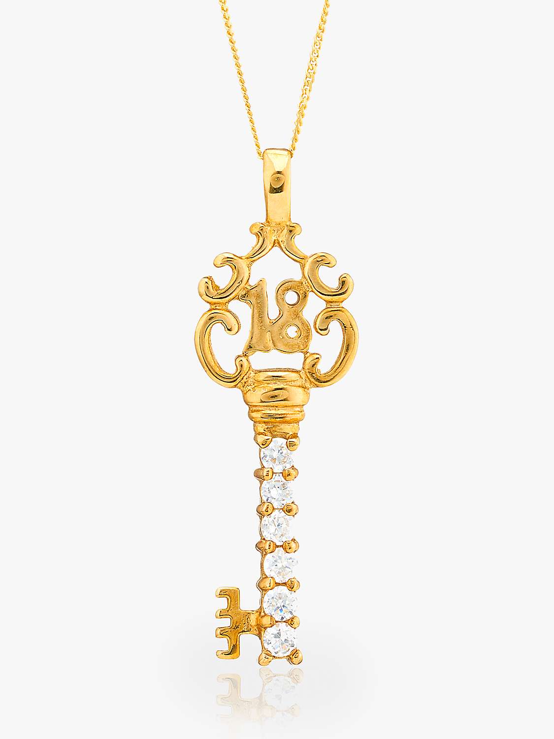 Buy L & T Heirlooms 9ct Yellow Gold Cubic Zirconia Second Hand 18th Key Pendant Necklace Online at johnlewis.com