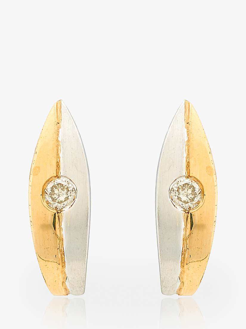 Buy L & T Heirlooms 9ct White & Yellow Gold Second Hand Diamond Cuff Earrings Online at johnlewis.com