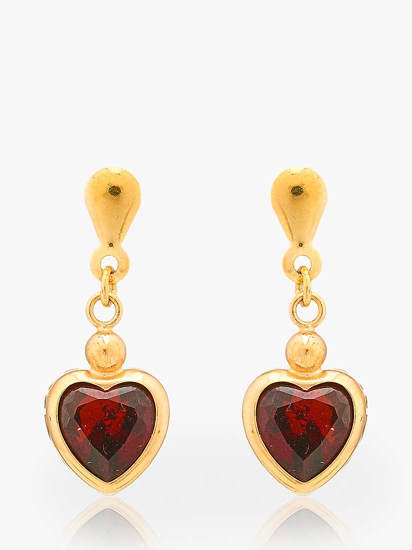 Buy L & T Heirlooms 9ct Yellow Gold Second Hand Garnet Heart Drop Earrings Online at johnlewis.com