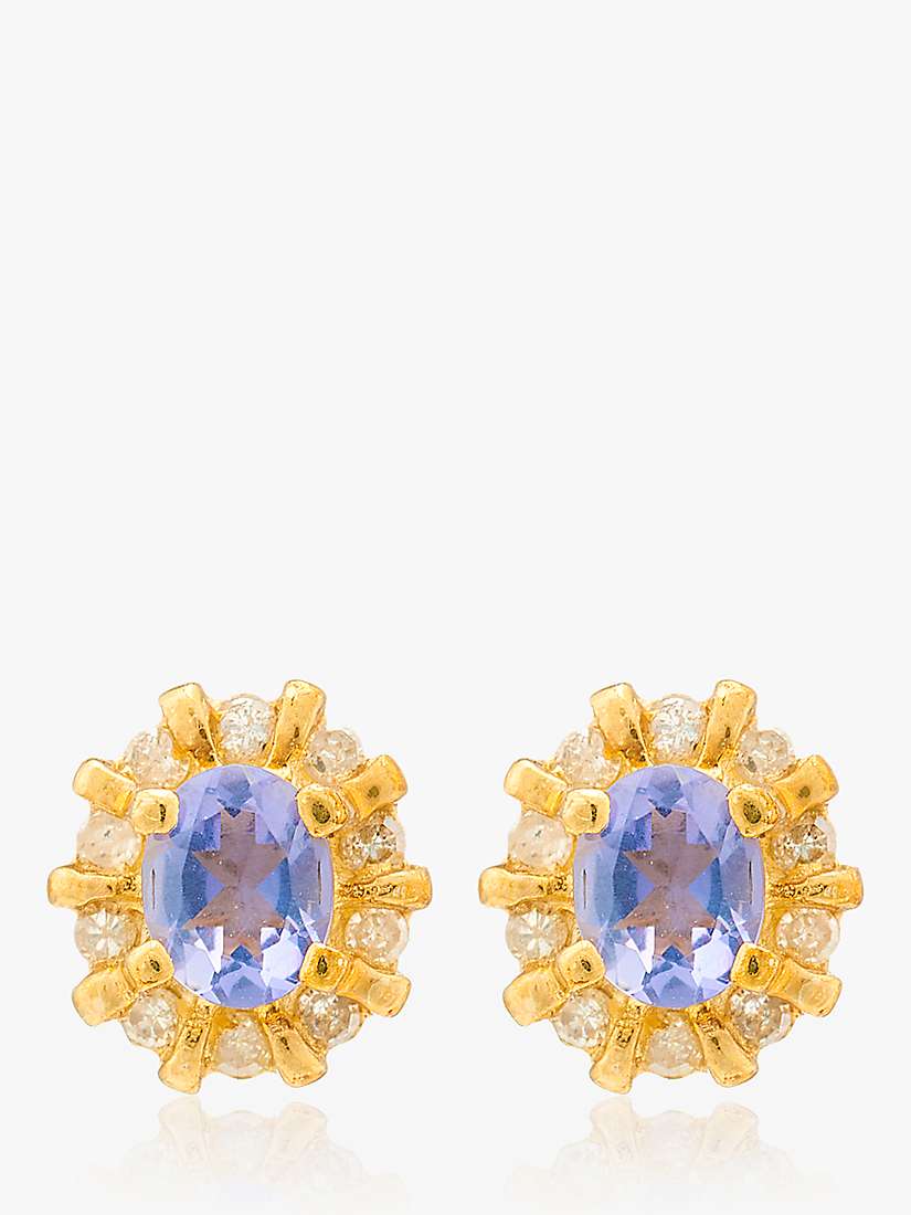 Buy L & T Heirlooms 9ct Yellow Gold Second Hand Diamond & Lolite Stud Earrings Online at johnlewis.com