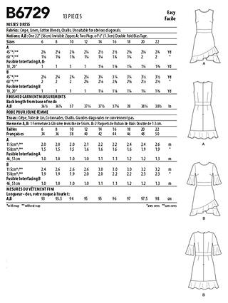 Butterick Misses' Flounce Dress Sewing Pattern, B6729, A5