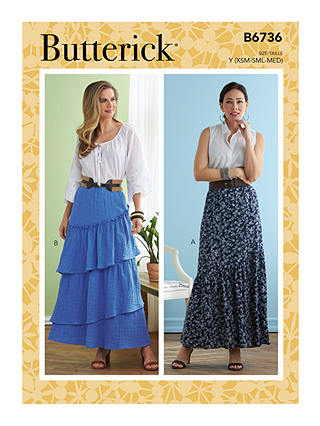 Butterick Misses' Tiered Skirt Sewing Pattern, B6736, Y