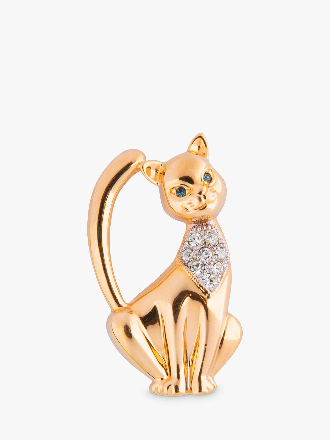 Eclectica Vintage Gold Plated Swarovski Crystal Cat Brooch, Dated Circa 1990s, Gold