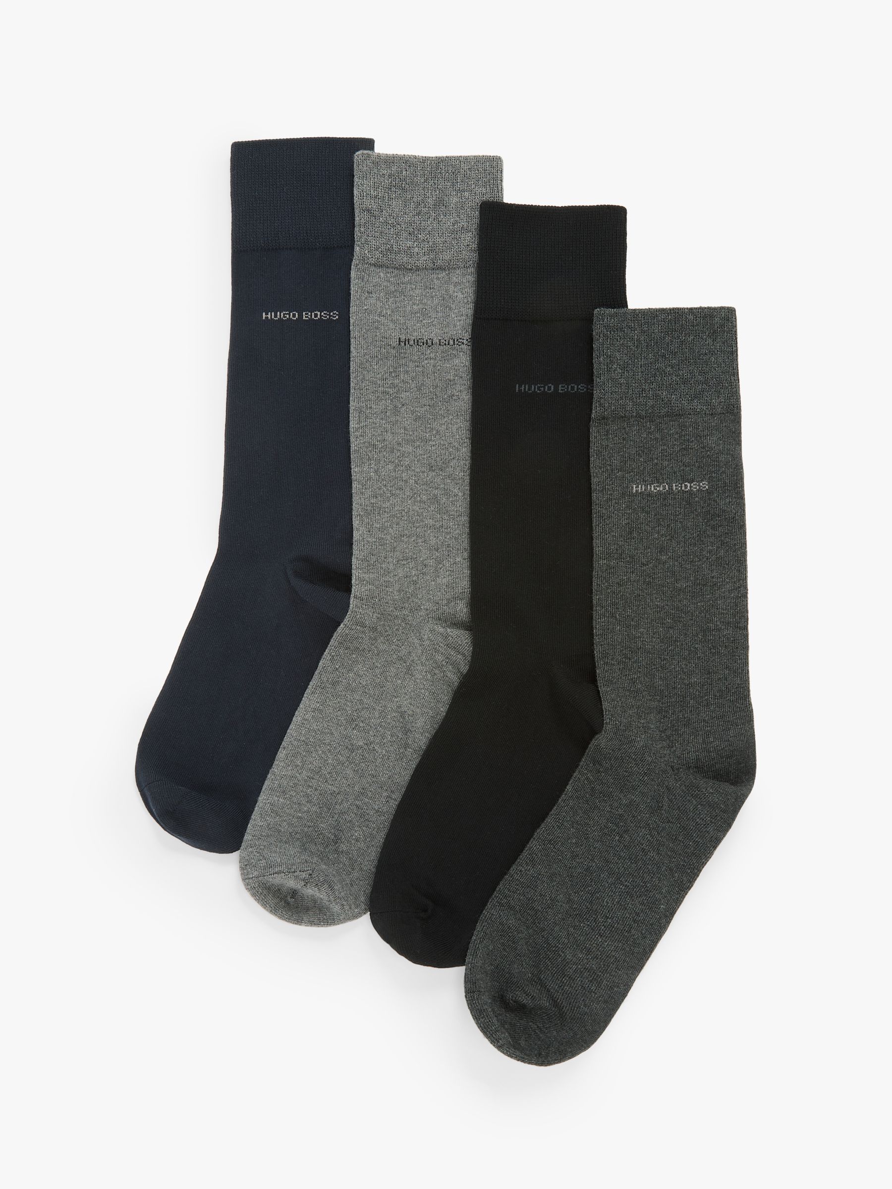 HUGO BOSS Combed Cotton Socks, Pack of 4, Monochrome