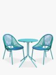 John Lewis & Partners Salsa 2-Seater Round Garden Bistro Table & Chairs Set, Teal/Aegean