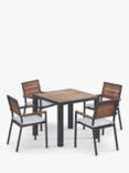 John Lewis & Partners Platform 4-Seat Wood-Effect Garden Dining Table & Chairs Set, Black/Natural