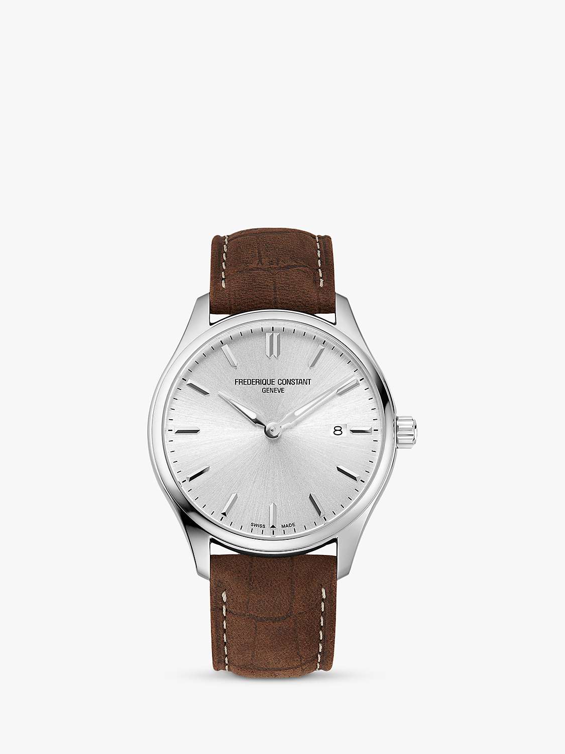 Buy Frederique Constant FC-220SS5B6 Men's Classics Date Leather Strap Watch, Brown/Silver Online at johnlewis.com