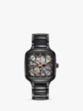 Rado R27086162 Unisex True Square Automatic Skeleton Ceramic Bracelet Strap Watch, Black