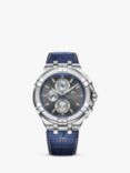 Maurice Lacroix AI1018-SS001-333-1 Men's Aikon Chronograph Date Leather Strap Watch, Blue/Grey