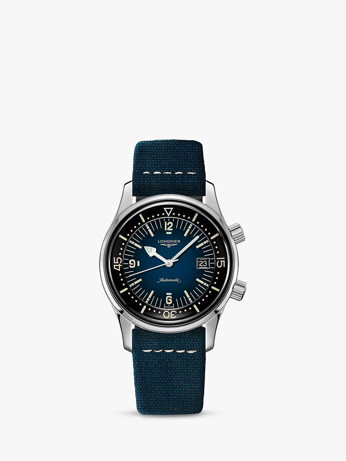Buy Longines L37744902 Men's Legend Diver Automatic Date Leather Strap Watch, Blue Online at johnlewis.com