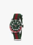 Gucci YA136339 Unisex Dive House Web Strap Watch, Green/Red