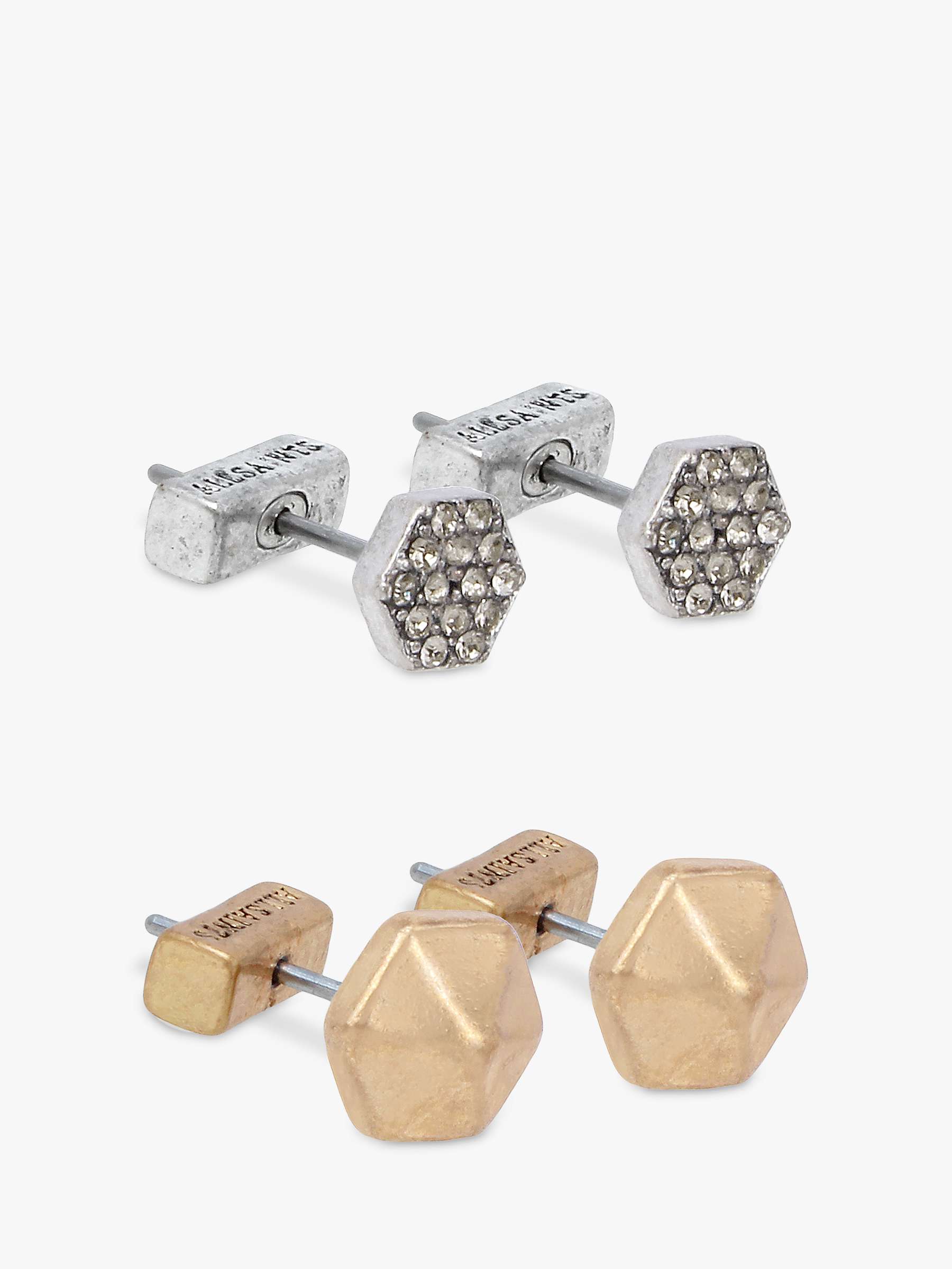Buy AllSaints Hexagonal Stud Earrings, Pack of 2 Online at johnlewis.com