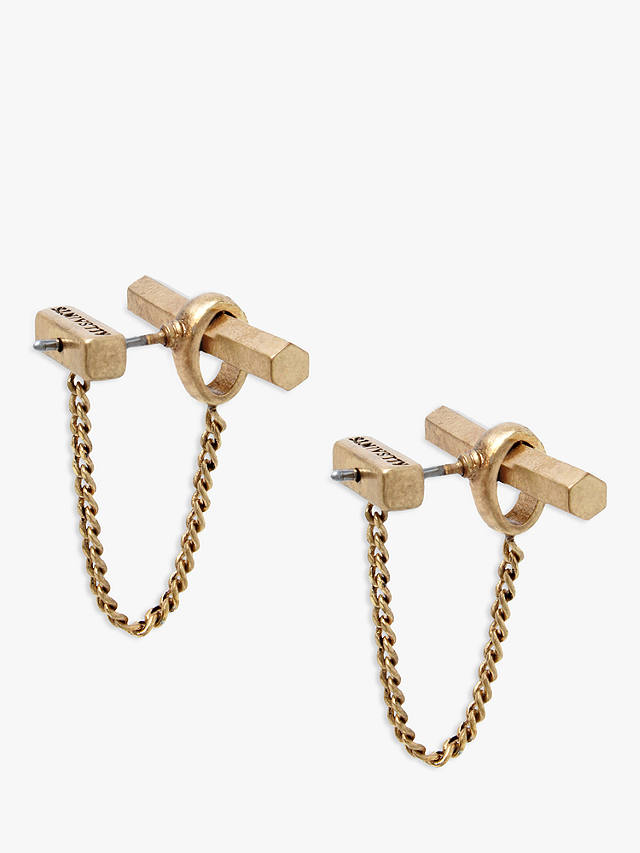 AllSaints Toggle Bar Drop Earrings, Gold