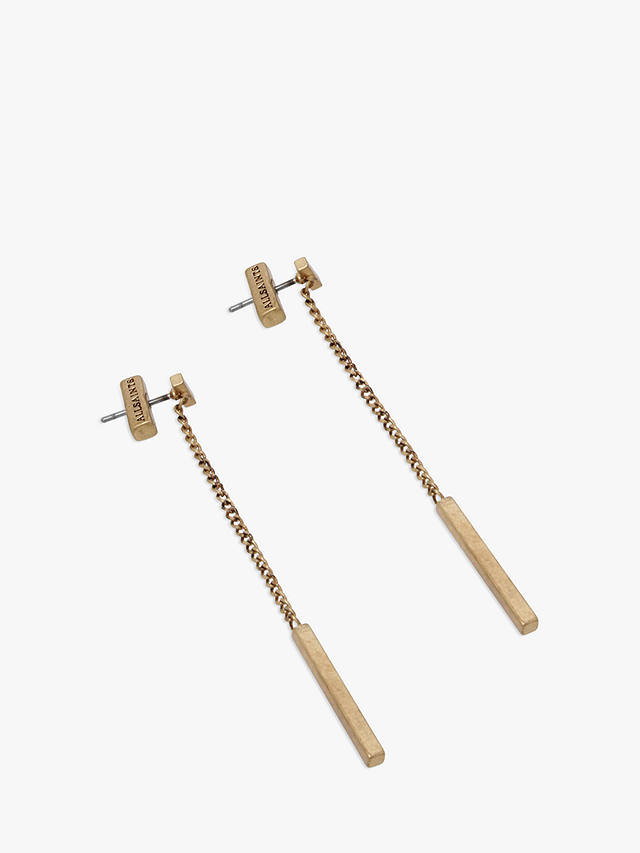 AllSaints Geometric Bar Drop Earrings, Gold