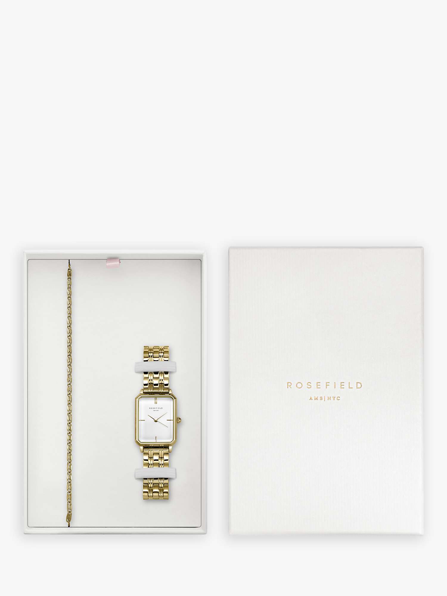 Buy ROSEFIELD Women's Octagon Bracelet Strap Watch & Roset Bracelet Set, Gold OCWSGJ-X265 Online at johnlewis.com