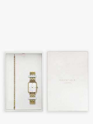 ROSEFIELD Women's Octagon Bracelet Strap Watch & Roset Bracelet Set, Gold OCWSGJ-X265