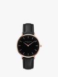 ROSEFIELD Women's The Bowery Leather Strap Watch, Rose Gold/Black BBBR-B11