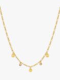 Lola Rose Curio Celestial Engraved Chain Necklace, Gold/Moonstone