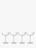 Luigi Bormioli Optica Fluted Cocktail & Champagne Coupe Glass, Set of 4, 300ml, Clear