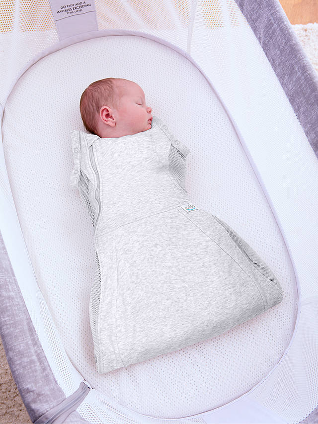 Purflo Swaddle To Sleep Baby Swaddle Bag, 0.5 Tog, Grey, 0-4 months