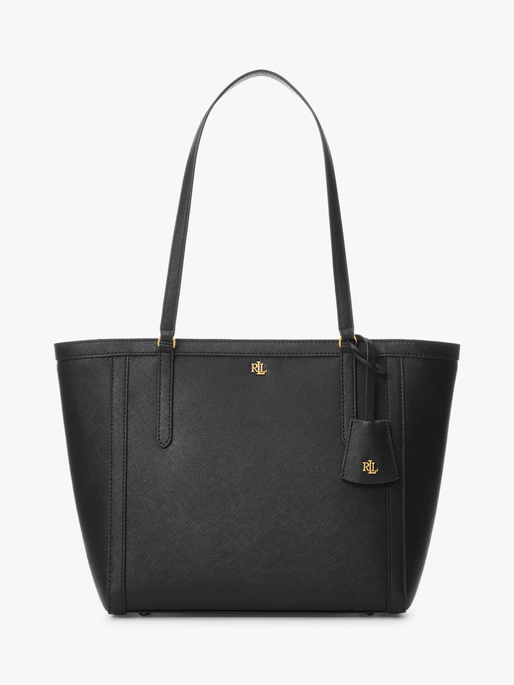 Lauren Ralph Lauren Clare Leather Tote Bag, Black at John Lewis & Partners
