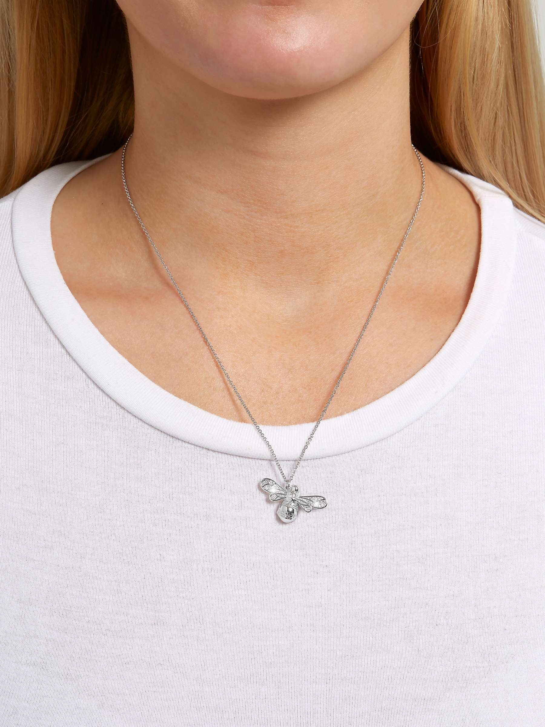 Buy Olivia Burton Sparkle Bee Crystal Pendant Necklace, Silver OBJAMN57 Online at johnlewis.com