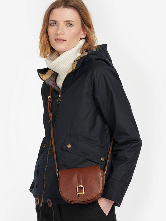 Barbour Laire Leather Saddle Bag, Brown