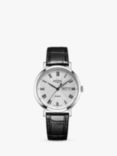Rotary GS05420/01 Men's Windsor Day Date Leather Strap Watch, Black/White
