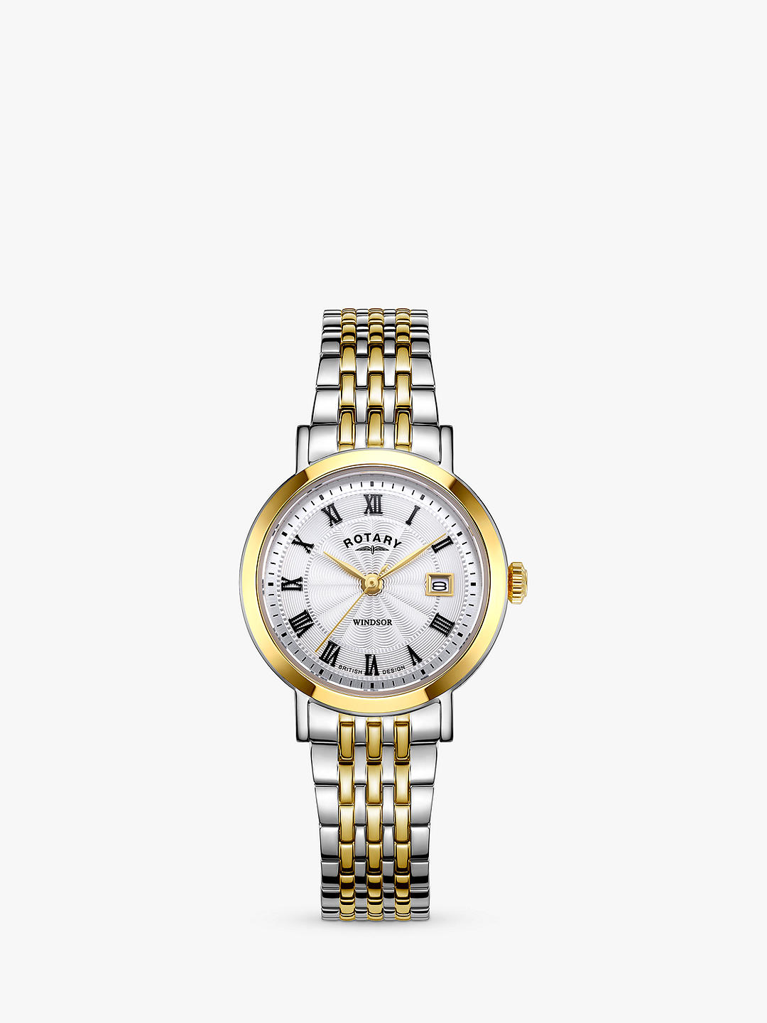 Rotary LB05421/01 Women's Windsor Date Bracelet Strap Watch, Silver/Gold
