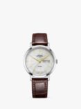 Rotary GS05420/02 Men's Windsor Day Date Leather Strap Watch, Brown/White