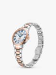 Rotary Women's Cambridge Date Bracelet Strap Watch, Silver/Rose Gold LB05427/07