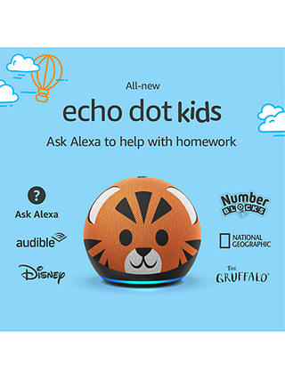 Amazon Echo Dot Kids Smart Speaker with Alexa Voice Recognition & Parental Controls, 4th Generation, Tiger