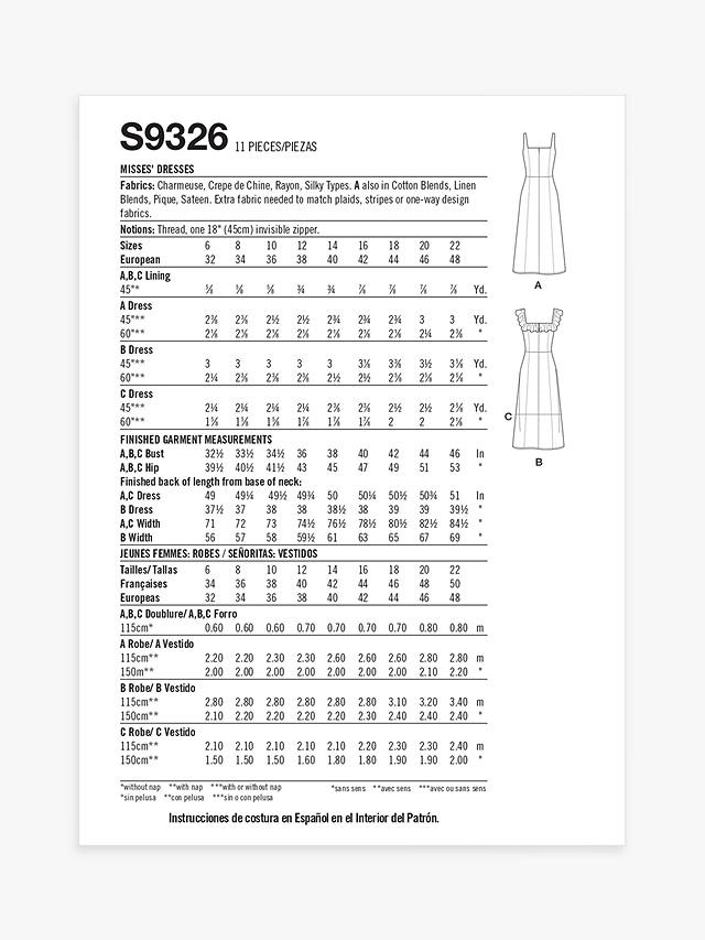 Simplicity Misses' Dress Sewing Pattern, S9326, R5