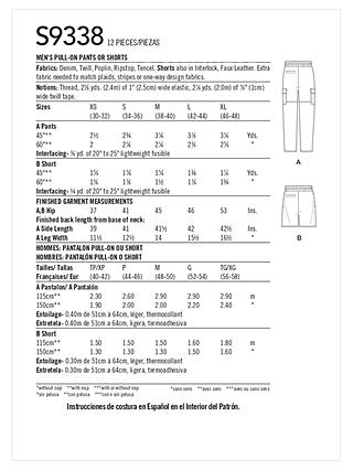 Simplicity Men's & Boys' Trousers and Shorts Sewing Pattern, S9338, A