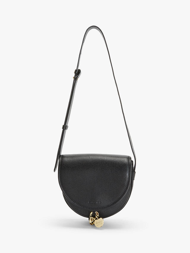 See By Chloé Mara Small Leather Saddle Cross Body Bag, Black