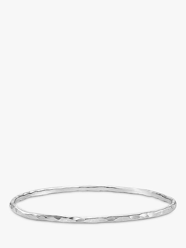 Dower & Hall 3mm Hammered Bangle, Silver