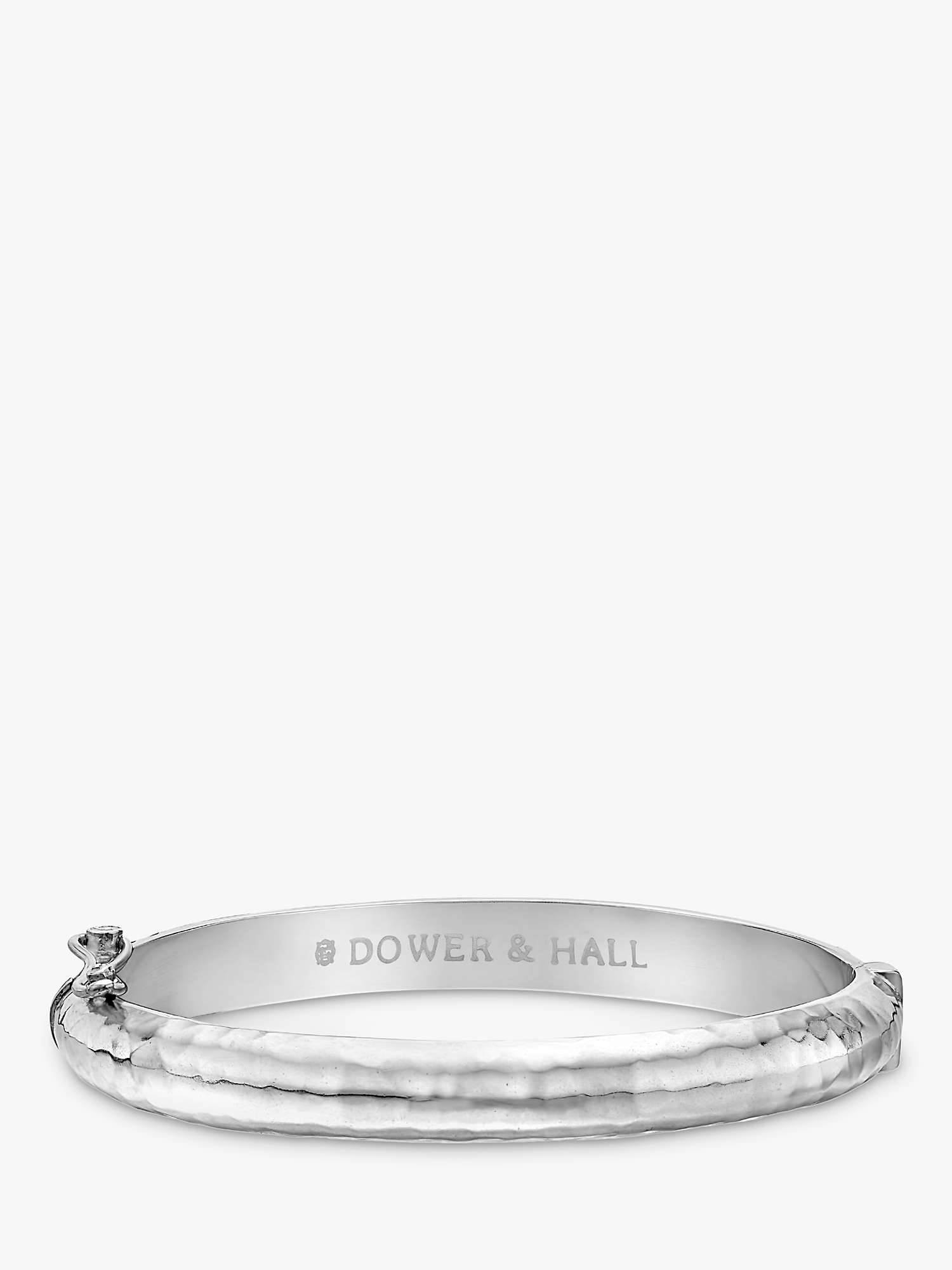 Buy Dower & Hall Sterling Silver Hollow Hinged Hammered Bangle, Silver Online at johnlewis.com
