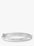 Dower & Hall Sterling Silver Hollow Hinged Hammered Bangle, Silver