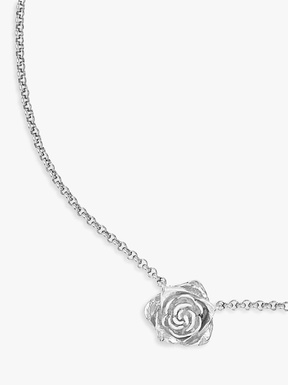 Buy Dower & Hall Wild Rose Bloom Pendant Necklace, Silver Online at johnlewis.com