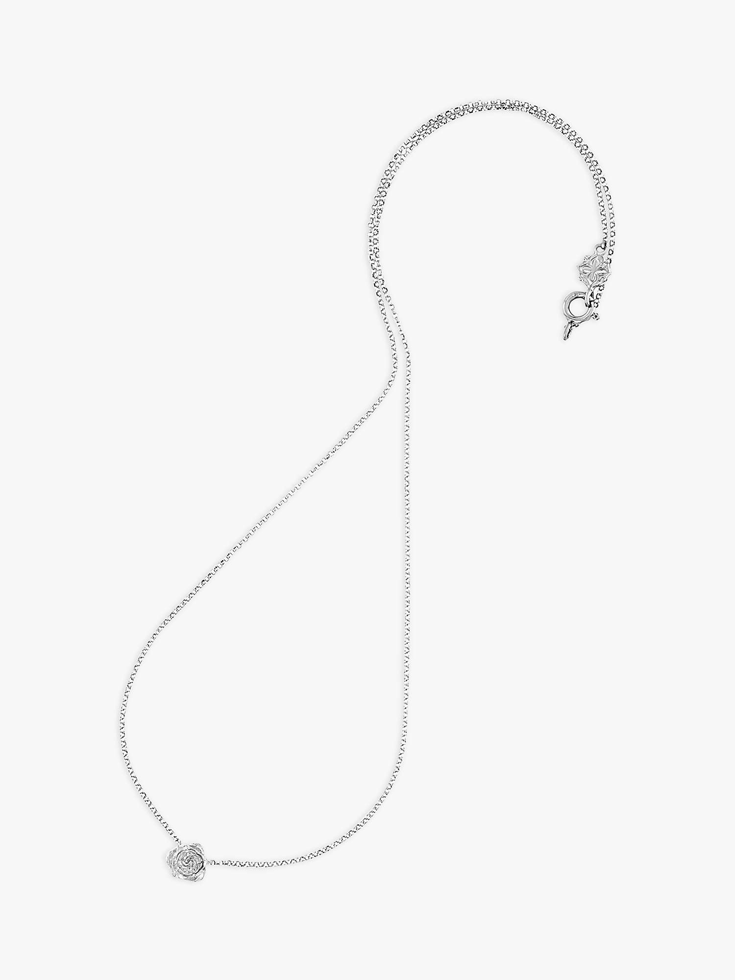 Buy Dower & Hall Wild Rose Bloom Pendant Necklace, Silver Online at johnlewis.com