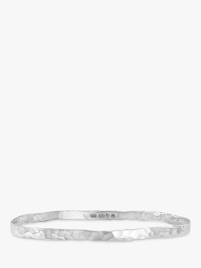 Dower & Hall 4mm Hammered Bangle, Silver