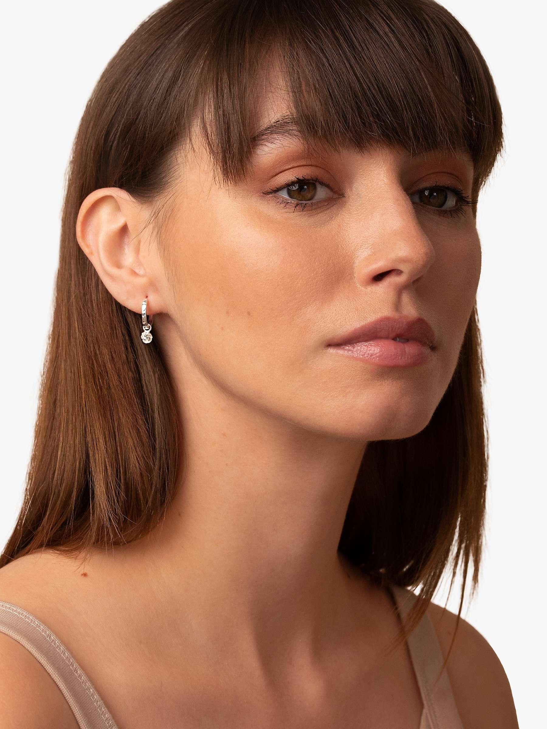Buy Dower & Hall Wild Rose Huggie Hoop Drop Earrings, Silver Online at johnlewis.com