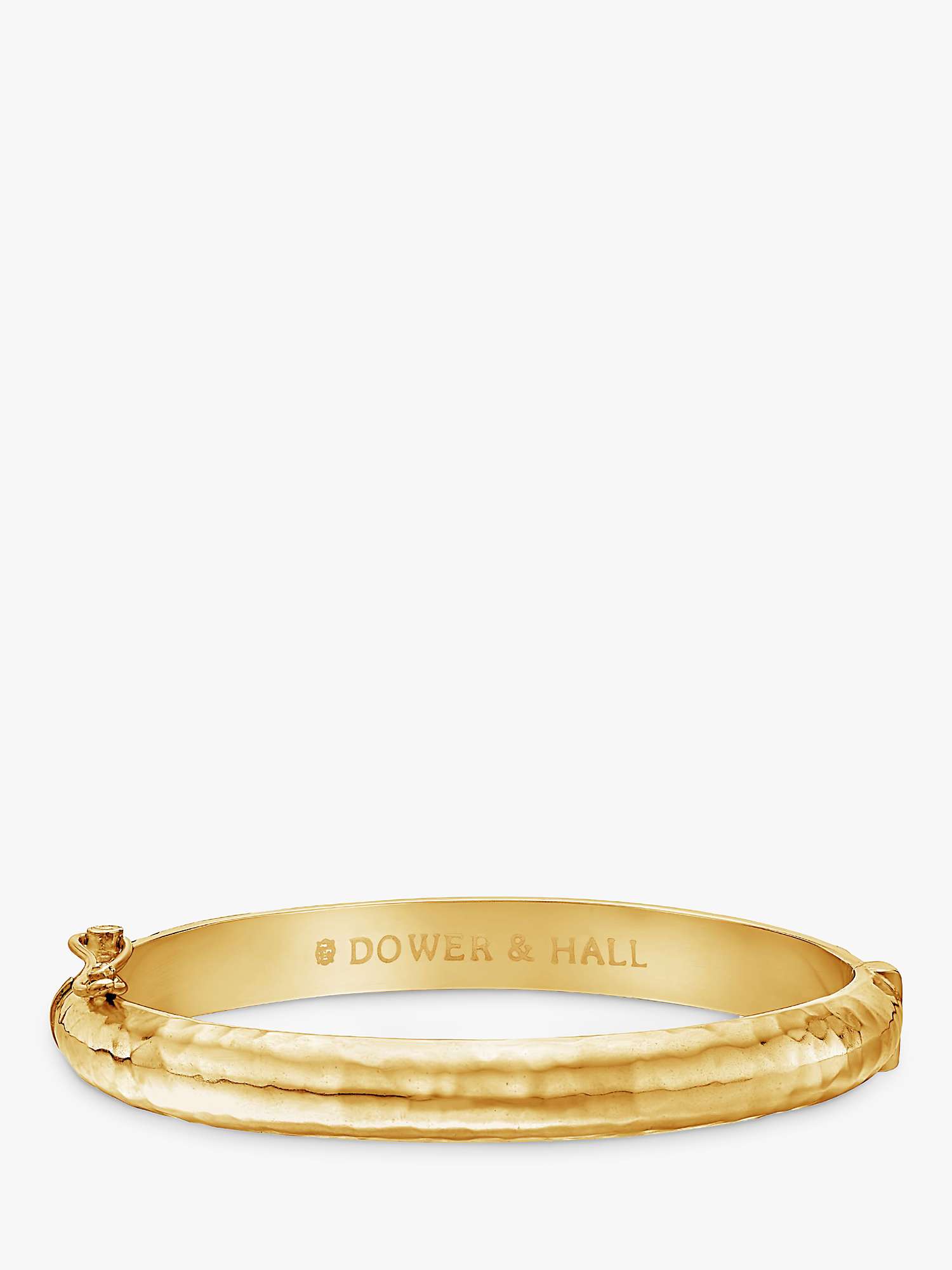 Buy Dower & Hall 18ct Gold Plated Hollow Hinged Hammered Bangle, Gold Online at johnlewis.com