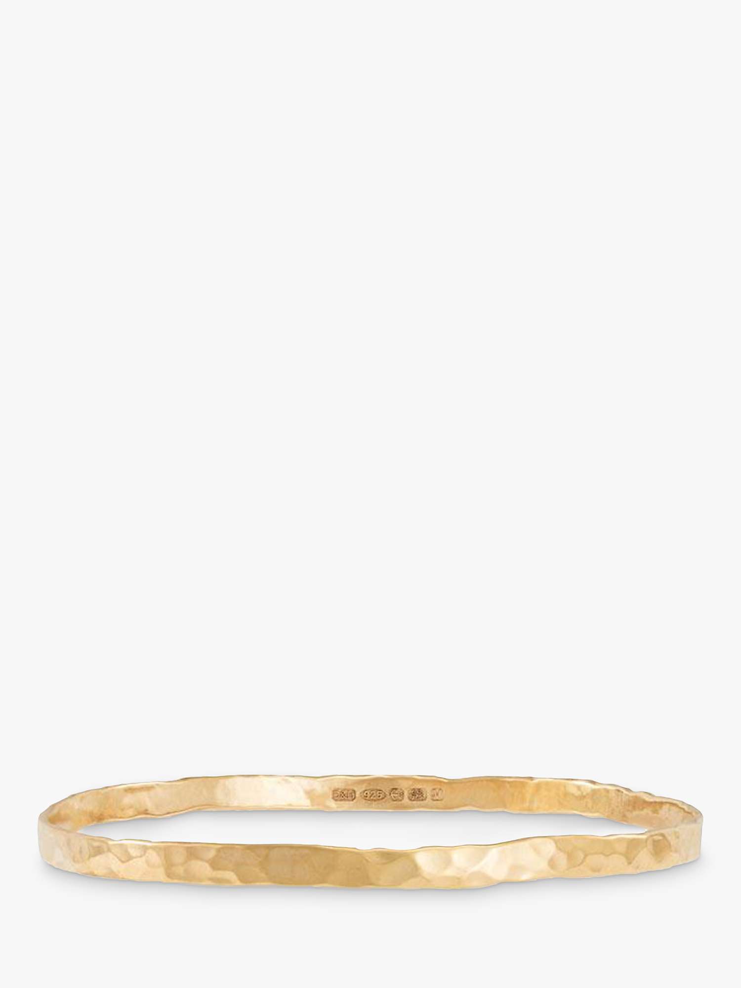 Buy Dower & Hall 18ct Gold Plated Sterling Silver Hammered Bangle, Gold Online at johnlewis.com