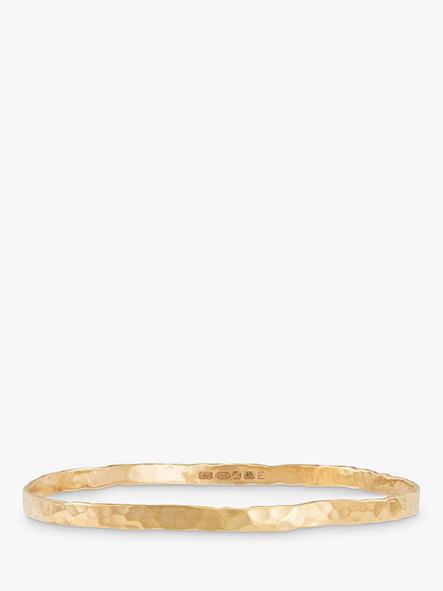 Dower & Hall 18ct Gold Plated Sterling Silver Hammered Bangle, Gold