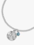 Dower & Hall Aquamarine Disc Pendant Necklace, Silver