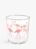 ANYDAY John Lewis & Partners Flamingo Glass Tumbler, 345ml, Clear/Pink