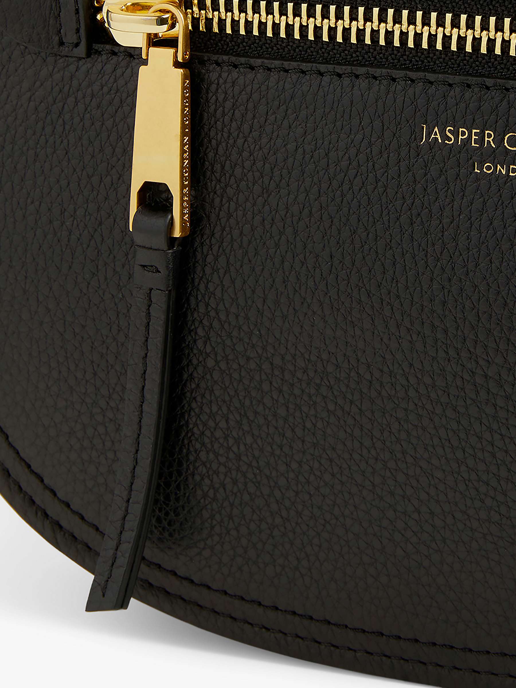 Jasper Conran London Ada Leather Saddle Bag, Black at John Lewis & Partners