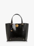 Jasper Conran London Alexis Croc Leather Grab Tote Bag, Black