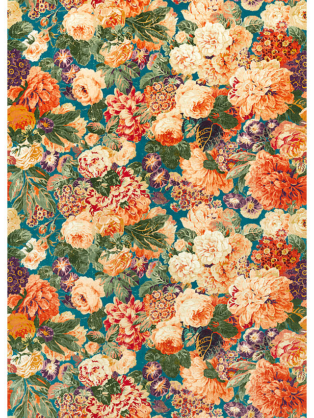 Sanderson Very Rose & Peony Furnishing Fabric, Kingfisher/Rowan Berry